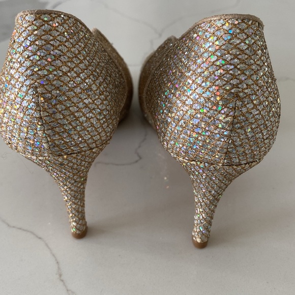 Left & Right Peep Toe Sparkly Heels - Picture 8 of 13